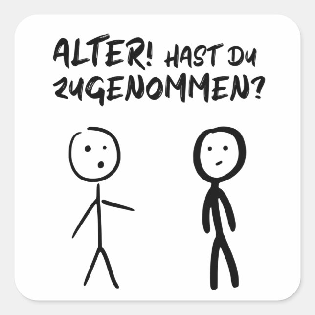 Stick Man Figure Naughty Minimalsim Cartoon Joke Square Sticker (Front)