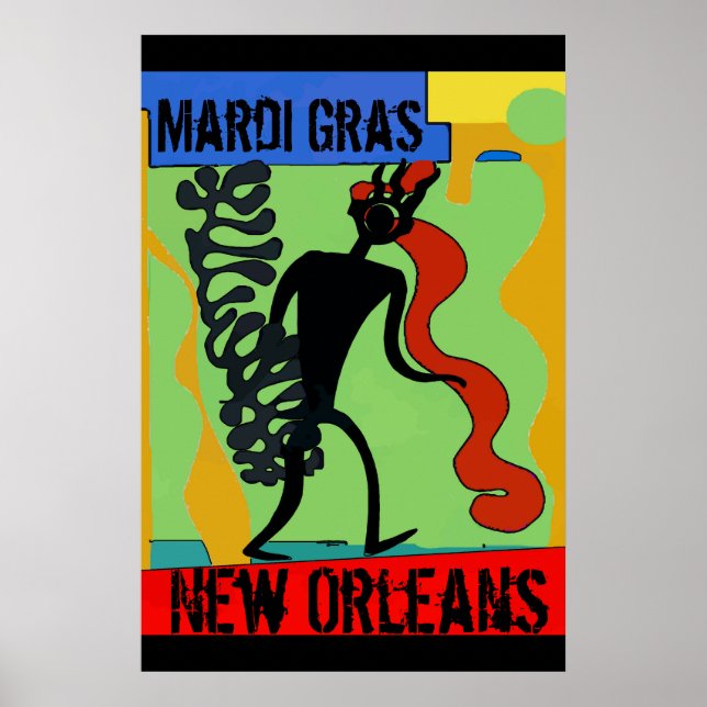 Stick Man Mardi Gras, Edit Text Poster (Front)