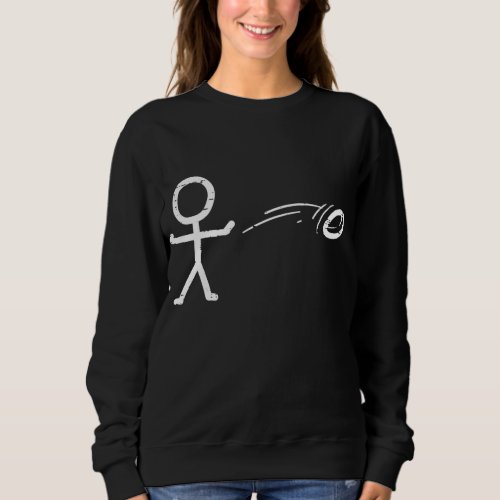 Stick Man Playing Disc Golf Funny Frisbee Golfing  Sweatshirt