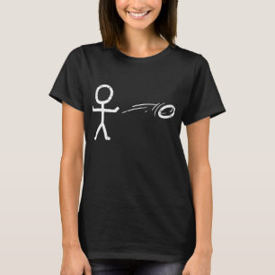 Stick Man Playing Disc Golf Funny Frisbee Golfing  T-Shirt