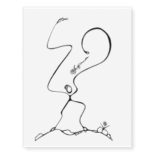 Stick Man sniffing Rose. Temporary Tattoos
