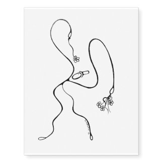 Stick Man with Bunch of Flowers. Temporary Tattoos