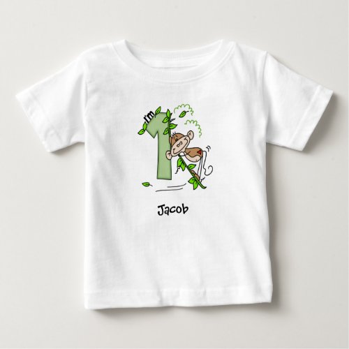 Stick Monkey Swing 1st Birthday Baby T_Shirt