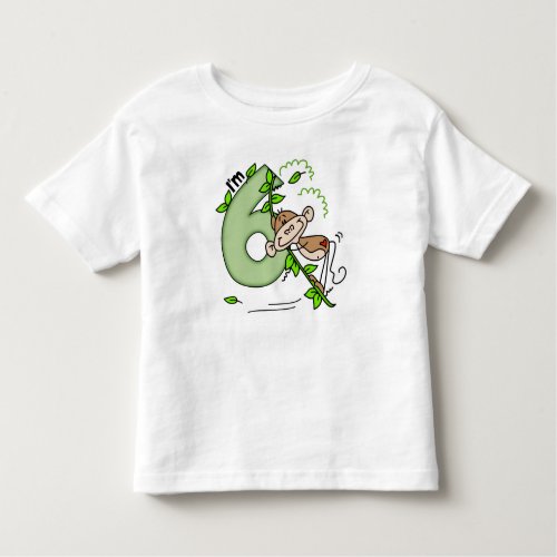 Stick Monkey Swing 6th Birthday Toddler T_shirt