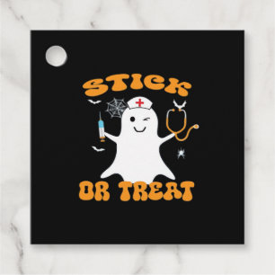 Stick or Treat Nurse Funny Halloween Costume Essen Favor Tags