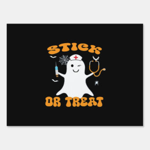 Stick or Treat Nurse Funny Halloween Costume Essen Sign