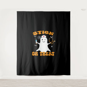 Stick or Treat Nurse Funny Halloween Costume Essen Tapestry