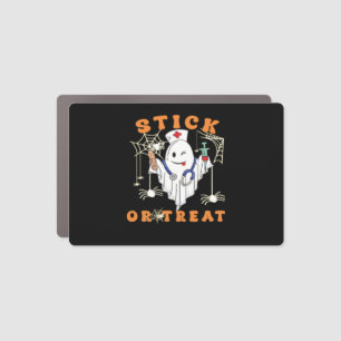 Stick or Treat Nurse Spooky Nurse Costume Funny Ha Car Magnet