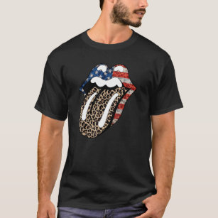 Stick Out Tongue American Flag Patriotic 4th Of Ju T-Shirt