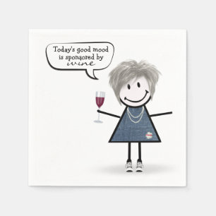 Stick Party Girl in Sneakers with Wine Napkins