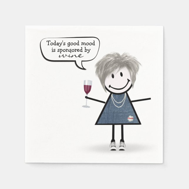 Stick Party Girl in Sneakers with Wine Napkins (Front)