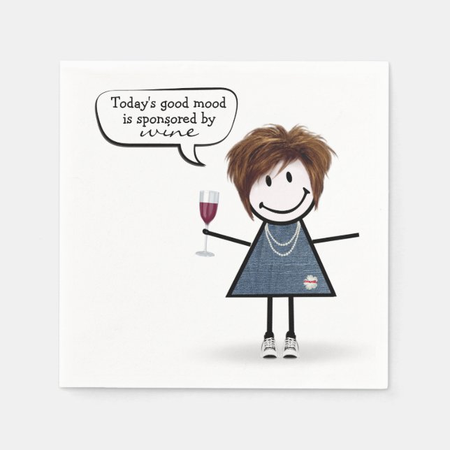 Stick Party Girl in Sneakers with Wine Napkins (Front)