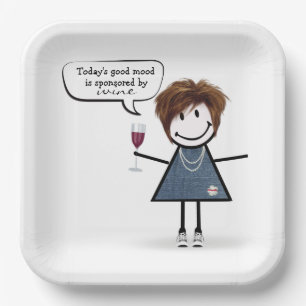 Stick Party Girl in Sneakers with Wine Paper Plates