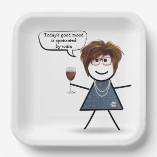 Stick Party Girl with Red Wine Paper Plates