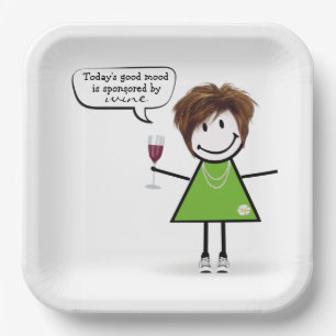 Stick Party Girl with Red Wine Paper Plates