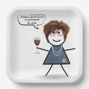 Stick Party Girl with Red Wine Paper Plates