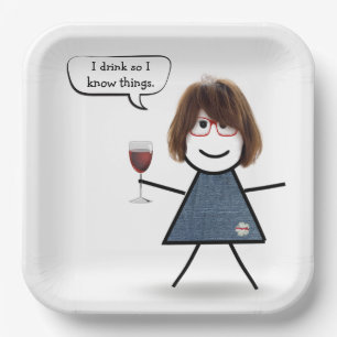 Stick Party Girl with Red Wine Paper Plates