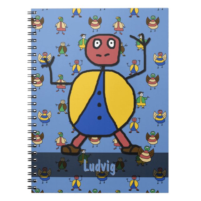 Stick People Children Pattern Boy any Name Notebook (Front)