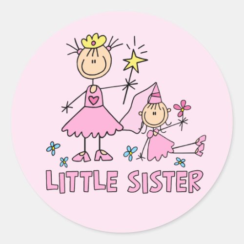 Stick Princess Duo Little Sister Classic Round Sticker