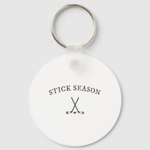 Stick Season Crossed Hockey Sticks Puck Minimal Keychain