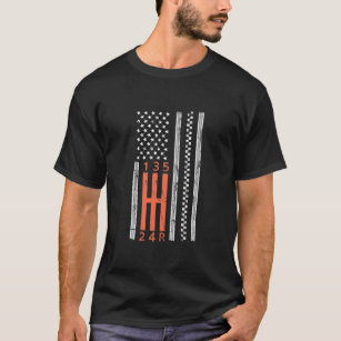 Stick Shift American Flag Manual Transmission T-Shirt