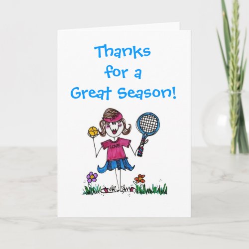 Stick Tennis Girl note card with envelope