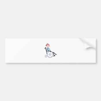 Stick Wheelchair Kid Bumper Sticker by Grandslam_Designs at Zazzle