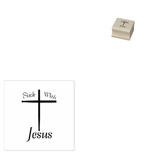 Stick with Jesus Christian Drummer  Rubber Stamp