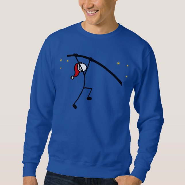 Stick-With-Sport Christmas Santa Pole Vault Jumper Sweatshirt (Front)
