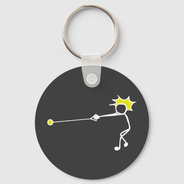 Stick-With-Sport Hammer Thrower Black Yellow Keychain (Front)