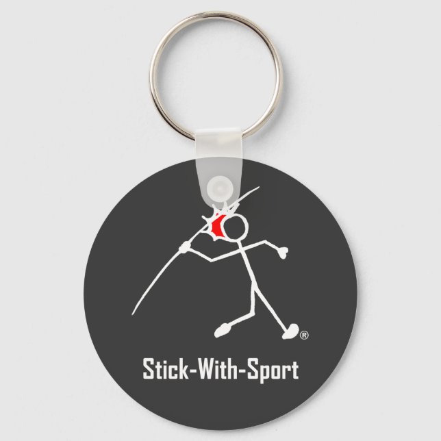 Stick With Sport Javelin Stickman Red Dark Keychain (Front)
