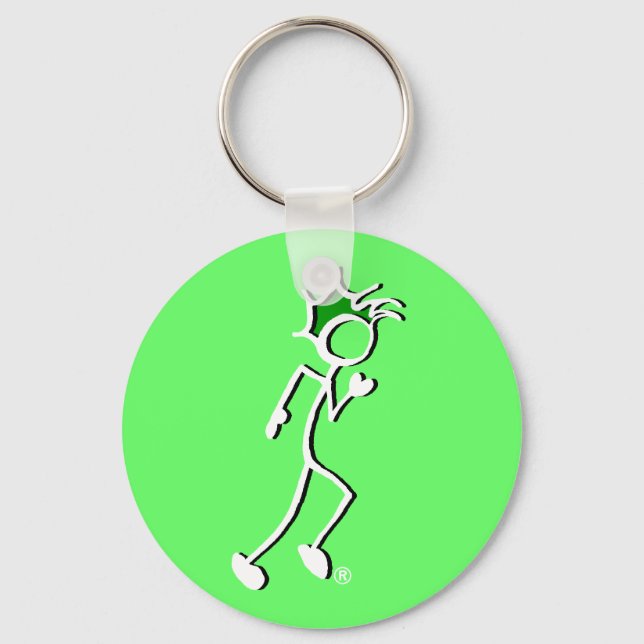Stick-With-Sport Runner Stickman Green tones Keychain (Front)