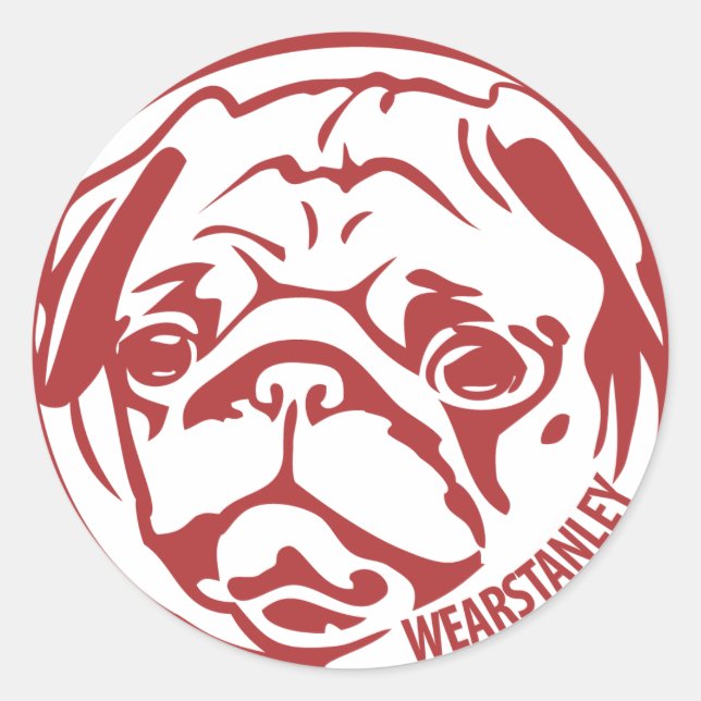 stick with stanley - red classic round sticker (Front)