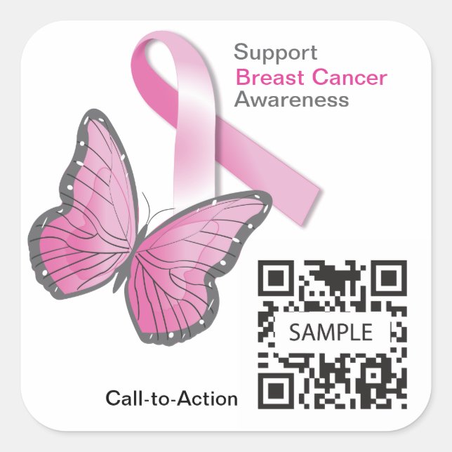 Sticker2 Template Breast Cancer Awareness Square Sticker (Front)