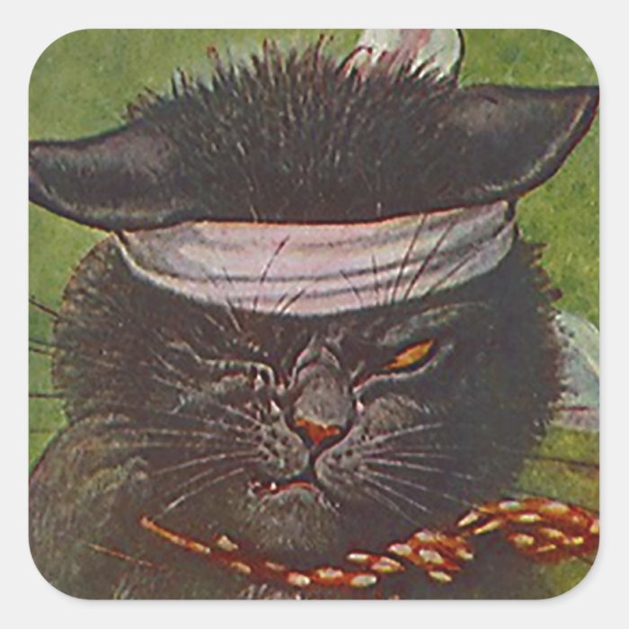 Sticker Antique Mean Black Cat Expression Winking