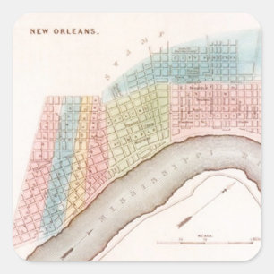Sticker Antique New Orleans NOLA Map Pastel Shades