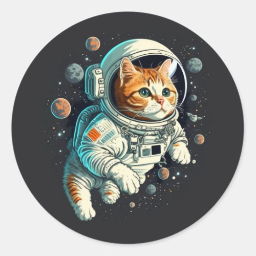 Sticker Astrocat  a cute cat astronaut in space