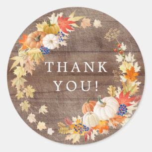 Sticker Autumn Leaf Pumpkin Shower Thank You Favor