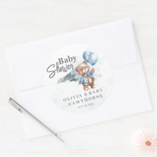 Sticker Baby Shower Modern Teddy Bear Baby Shower
