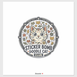 Sticker Bomb Doodle Cat POD Vector Art - Sticker B