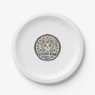 Sticker Bomb Doodle Cat POD Vector Art - Sticker B Paper Plates