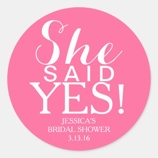 Sticker | Bridal Shower - She Said Yes! (Front)
