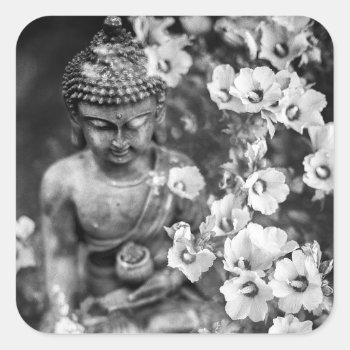Sticker : Buddha With Flowers by TINYLOTUS at Zazzle