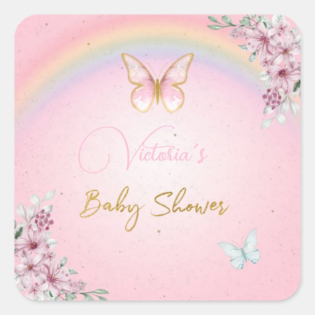 Sticker Butterflies, Rainbow, Pink Gold (Front)