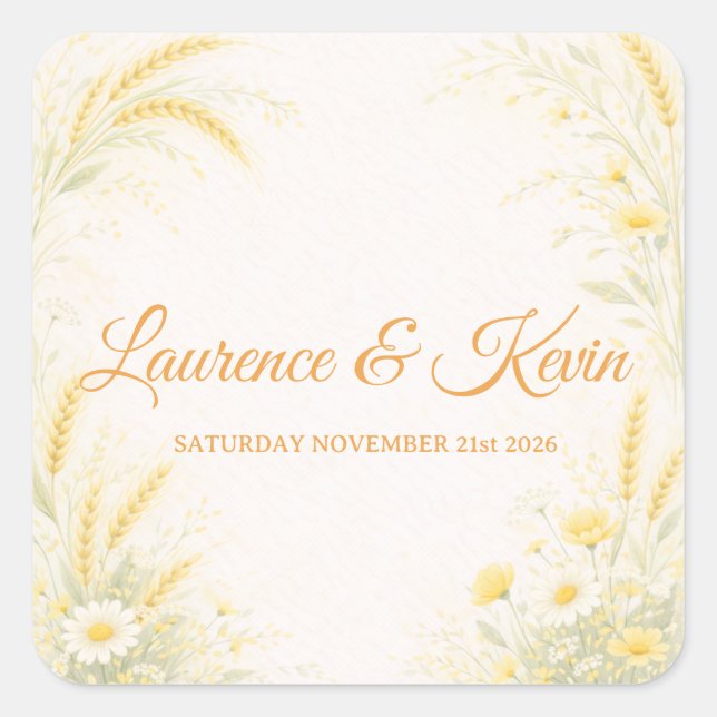 Sticker carré Elegant Botanical Wedding (Front)
