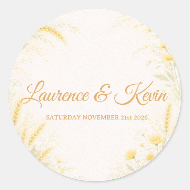 Sticker carré Elegant Botanical Wedding (Front)