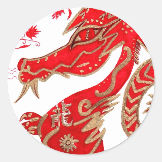 Sticker, Chinese New Year Dragon Classic Round Sticker (Front)