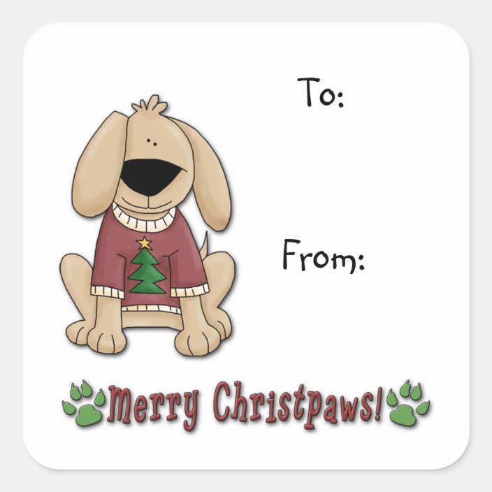 Sticker Christmas Dog Pooch Gift Tags
