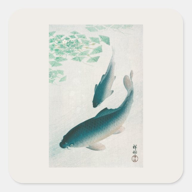 STICKER COASTER : OHARA KOSON : CARP/KOI 1926  (Front)