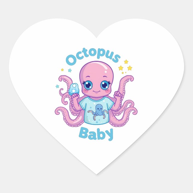 Sticker Coeur Octopus Baby  (Front)